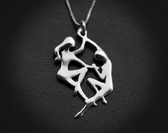 The Dancers, elegant pendant, yin and yang necklace, acroyoga, tantra jewelry, tantra necklace, tantra pendant, figures necklace