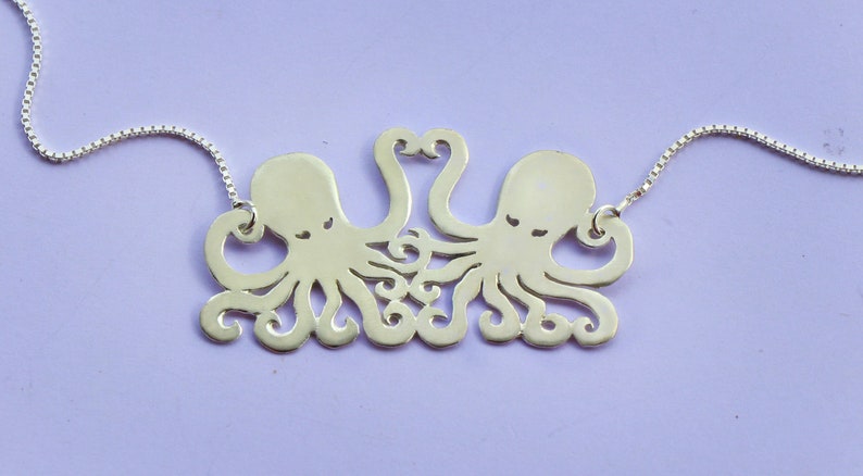 Couple necklace Octopus jewelry sea animal charm Entangled alumio Octopus necklace silver Octopus Octopus art Octopus pendant