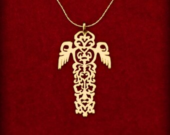 Colar de Totem Voador Dourado: Joia de Latão Inspirada nos Nativos Americanos