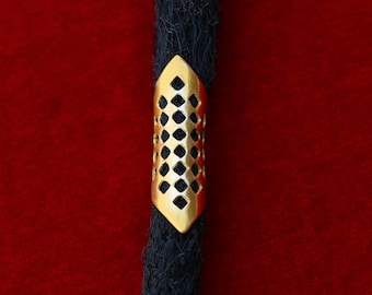 Joias para cabelo feitas à mão Checkers: Contas banhadas a ouro para dreadlocks ou tranças