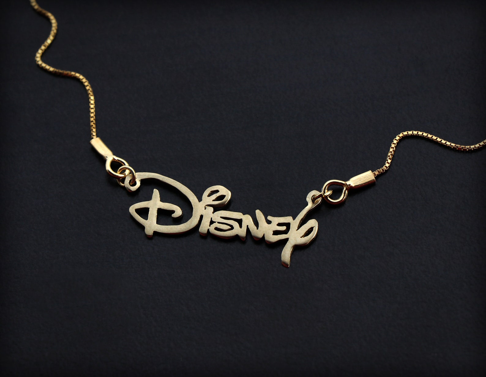 Walt Disney Gold Necklace Disney Charm Disney Logo Disney Etsy
