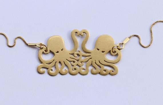 Couple necklace Octopus jewelry sea animal charm Entangled alumio Octopus necklace silver Octopus Octopus art Octopus pendant