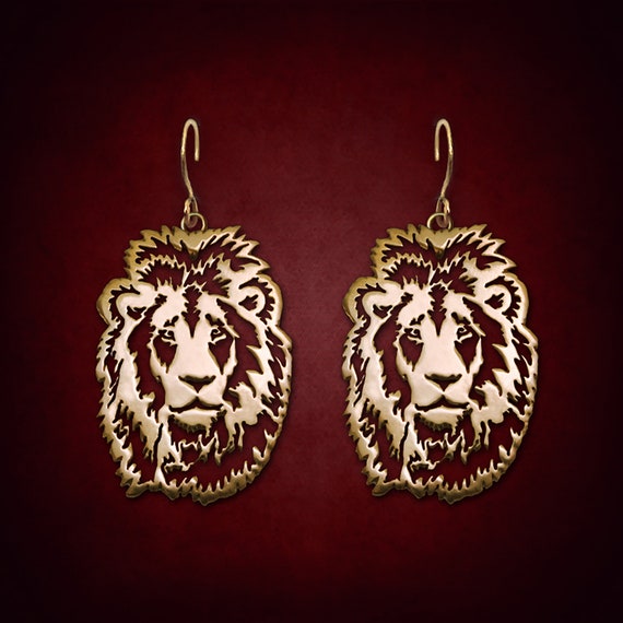 The Lions earrings gold lion earrings lion jewelry leo Etsy