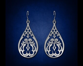 Brincos de lágrima em forma de santuário lunar de prata esterlina: esculpidos à mão
