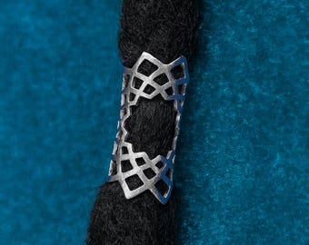 Contas de cabelo de prata esterlina com flor de geometria sagrada: joias artesanais para dreadlocks ou tranças