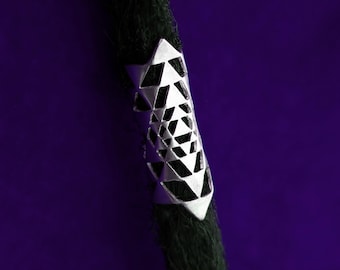 Joias de cabelo Sri Yantra de prata esterlina feitas à mão para dreadlocks e tranças