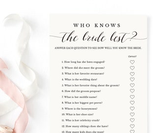 Who Knows The Bride Best Game Card Printable, Bridal Shower Game Template, Wedding Shower Game, TEMPLETT PDF Jpeg DOWNLOAD #SPP007bg12