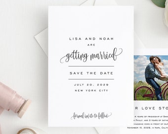 Printable Save-the-Date Template, Save the Date Invitation, DIY Wedding Card, Engagement Invite, TEMPLETT PDF Jpeg, Calligraphy #SPP013sd