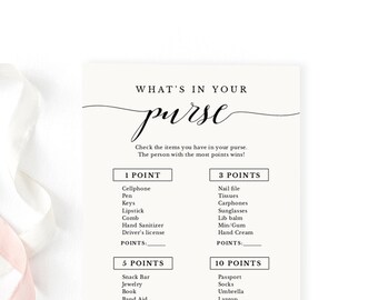 What's In Your Purse Phone Game Card Printable, Bridal Shower Game Template, Editable Game Wedding Shower Game, TEMPLETT PDF Jpeg #SPP007bg4