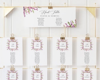 Wisteria Wedding Seating Chart Printables, Seating Card Templates, Seating Plan Wedding Seating Cards, TEMPLETT, PDF, Jpeg #SPP074sc