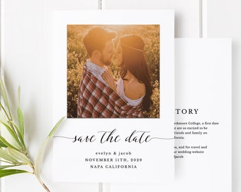 Printable Save-the-Date Template, Save the Date Invitation, DIY Wedding Engagement Invite Card, TEMPLETT PDF Jpeg, Wedding Photo #SPP007sdp