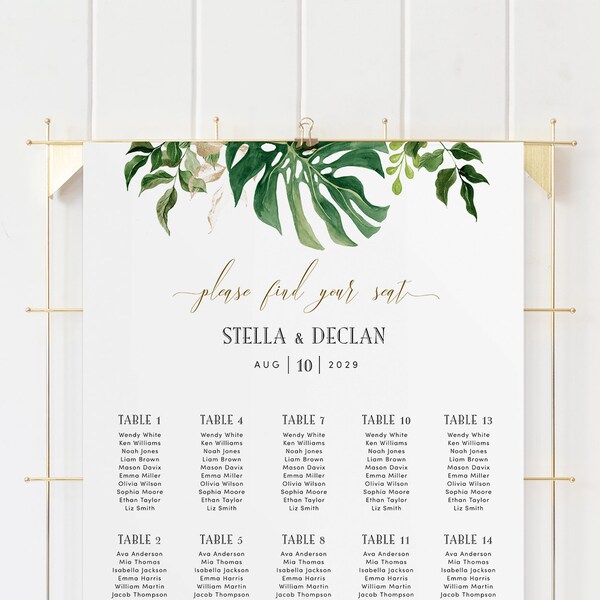Hawaiian Seating Chart Template Etsy