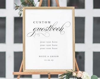 Custom Guestbook Sign Template, Printable Guest Book Sign, Globe Bottle Jenga Photo Guestbook Idea, Templett, Instant Download #SPP014cgs