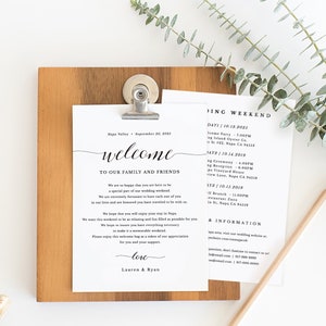 Wedding Itinerary Card, Welcome Note, Printable Wedding Itinerary, Agenda, Schedule, Welcome Bag Letter, Timeline Icon, Templett SPP007we image 10