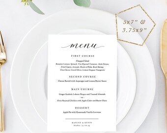 Dinner Menu Printable, Wedding Menu Template, Drink Menu, Wine List, TEMPLETT, Party Menu, Personalized Menu, Modern Caligraphy  #SPP056mn