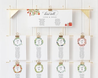 Christmas Party Seating Chart Printables, Wedding Seating Card Templates, Seating Plan Wedding Seating Cards, TEMPLETT, PDF, Jpeg #SPP076sc