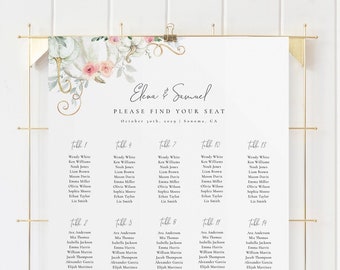 Floral Pumpkin Wedding Seating Chart Template, Seating Chart Printable, Seating Board, Templett,Halloween Fall Autumn Wedding #SPP073se