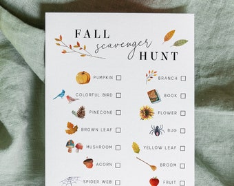 Fall Scavenger Hunt Card, Fall Outdoor Activity, Fun Game with Kids, Social Distancing Activity, No Contact Autumn Activity #SPP088fsh