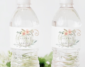 Pumpkin Water Bottle Label, Water Bottle Label Template, Personalized Wedding Water Bottle, DIY, TEMPLETT PDF Jpeg Download #SPP073wb