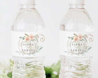 Pumpkin Water Bottle Label, Water Bottle Label Template, Personalized Wedding Water Bottle, DIY, TEMPLETT PDF Jpeg Download #SPP073wb