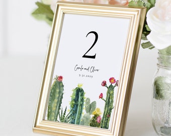 Cactus Table Numbers Template, Wedding Table Number Printable, Rustic Wedding, DIY, TEMPLETT, PDF Jpeg Download, Desert Wedding #SPP087tn