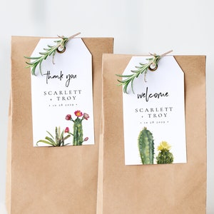 Cactus Thank You Tag Template, Wedding Welcome Bag Tag, Gift Tags ...