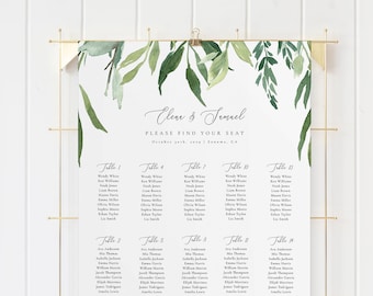 Greenery Branch Wedding Seating Chart Template, Seating Chart Printable, Seating Board, Printable File, Templett, DIY, watercolor #SPP079se