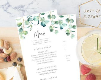 Eucalyptus Dinner Party Menu Printable, Wedding Menu Template, Drink Menu, Wine List, TEMPLETT, Party Menu, Personalized Menu #SPP085mn