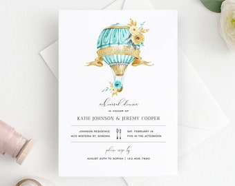 Air Balloon Wedding Rehearsal Dinner Invitation Template, Printable Rehearsal Dinner Invite, TEMPLETT PDF Jpeg Download #SPP086rd