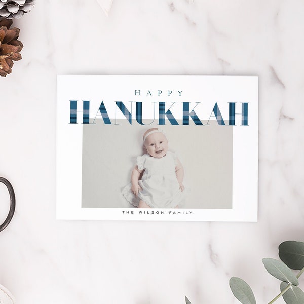 Printable Hanukkah Card, Holiday Card Template, Templett, Photo Greeting Cards, Editable Templett PDF JPEG download #SPP093hn