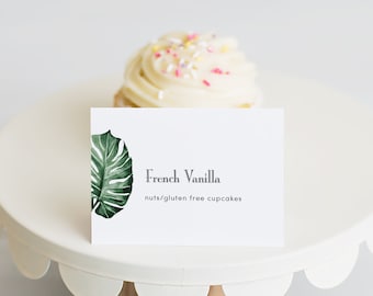 Hawaiian Greenery Buffet Label Template, Printable Buffet Food Sign, Buffet Labels, Dessert Stations Label, TEMPLETT, Bon Appetit #SPP067fl