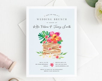 Tropical Pancake Bridal Brunch Invitation, Bridal Shower Template, Printable Couples Shower, Wedding Brunch, TEMPLETT PDF Jpeg #SPP082psw