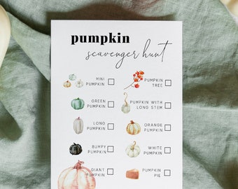 Pumpkin Scavenger Hunt Card, Fall Outdoor Activity, Fun Game with Kids, Thanksgiving Activity, Halloween Activity #SPP088psh