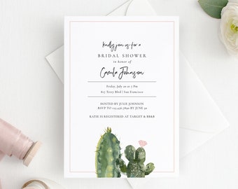 Cactus Bridal Shower Invitation, Bridal Shower Template, Printable Couples Wedding Shower, Wedding Brunch TEMPLETT PDF Jpeg #SPP087sw