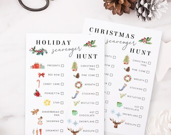 Holiday Scavenger Hunt Card, Christmas Scavenger Hunt, Winter Activity, Fun Game with Kids, Social Distancing No Contact Activity #SPP088hsh