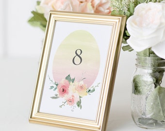 Easter Egg Table Numbers Template, Wedding Table Number Printable, Rustic Wedding, DIY, TEMPLETT, PDF Jpeg Download Spring Wedding #SPP080tn