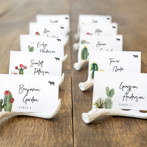 Cactus Wedding Place Card Printable, Place Card Template, Meal Choice Selection, Name, Seating, Templett, Desert Wedding #SPP087pc