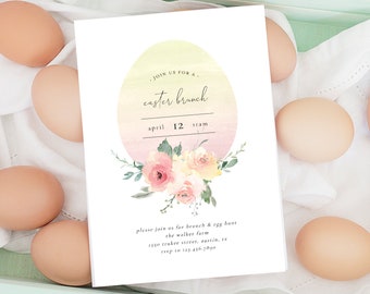 Easter Invitation Template, Easter Egg Hunt Invitations, Easter Wedding Brunch Invites, TEMPLETT PDF Jpeg Download, Sunday #SPP080ea