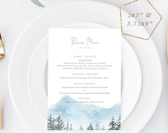 Evergreen Forest Dinner Menu Printable, Wedding Menu Template, Drink Menu, Wine List, TEMPLETT, Party Menu, Personalized Menu #SPP077mn