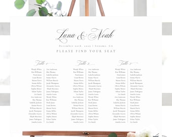 Landscape Wedding Seating Chart Template, Seating Chart Printable, Seating Board, Templett, Long Table Setting, Horizontal #SPP076Lse