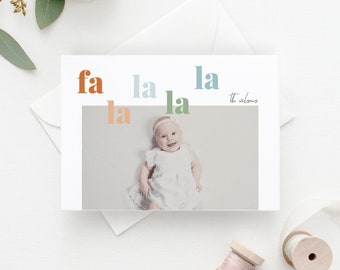 Falalalala Holiday Card, Plantilla de tarjeta de Navidad imprimible, Templett, Bebé, Feliz Navidad, PDF JPEG Descargar #SPP312xm