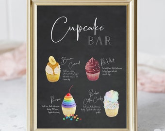 Full Custom Cupcake Bar Sign, Make Your Own Cupcake Designs on Templett, Dessert Bar Sign, TEMPLETT PDF Jpeg Download Chalkboard #SPP070fcb