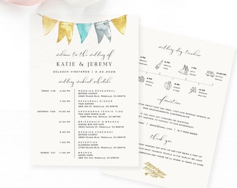 Air Balloon Wedding Timeline Card Template, Printable Wedding Itinerary, Wedding Itinerary, Welcome Bag, TEMPLETT, Travel Theme #SPP086we