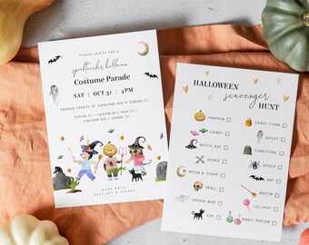 Halloween Costume Parade Invitation Template, Spooktacular Parade, Social Distancing Halloween, No Contact Party #SPP088hcp