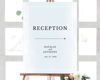Blue Watercolor Welcome Arrow Sign Template, Printable Wedding Direction Sign, Reception Sign, TEMPLETT PDF Jpeg Download #SPP043barr