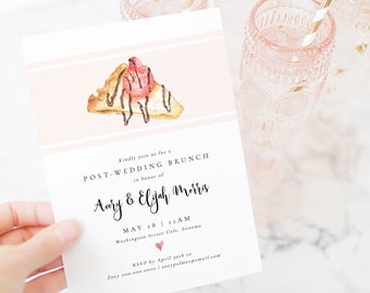 Crepe Wedding Brunch Invitation Template, Printable Post Wedding Brunch Invite, Watercolor Brunch, TEMPLETT PDF Jpeg Download #SPP070br