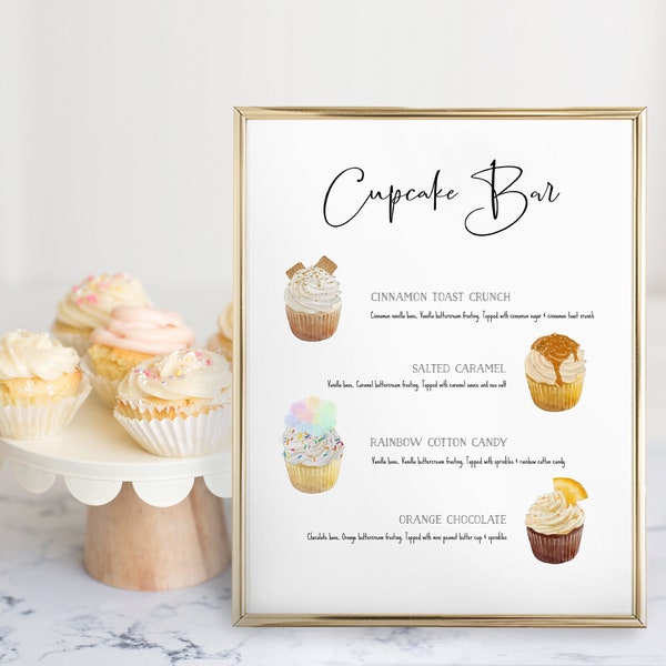 Volledige aangepaste Cupcake Bar Sign, Maak je eigen Cupcake Ontwerpen op Templett, Dessert Bar Sign, TEMPLETT PDF Jpeg Download #SPP070fcc