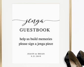 Jenga Guestbook Sign Template, Printable Guest Book Sign, Wedding Sign, Wedding Jenga Guestbook, TEMPLETT PDF Jpeg Download #SPP007jg