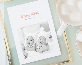 Easter Card Template, Easter Photo Card, Printable Easter Card, Spring Greetings, Easter Invitation, TEMPLETT PDF Jpeg Download #SPP319ea