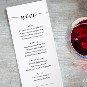 Wedding sale wine list